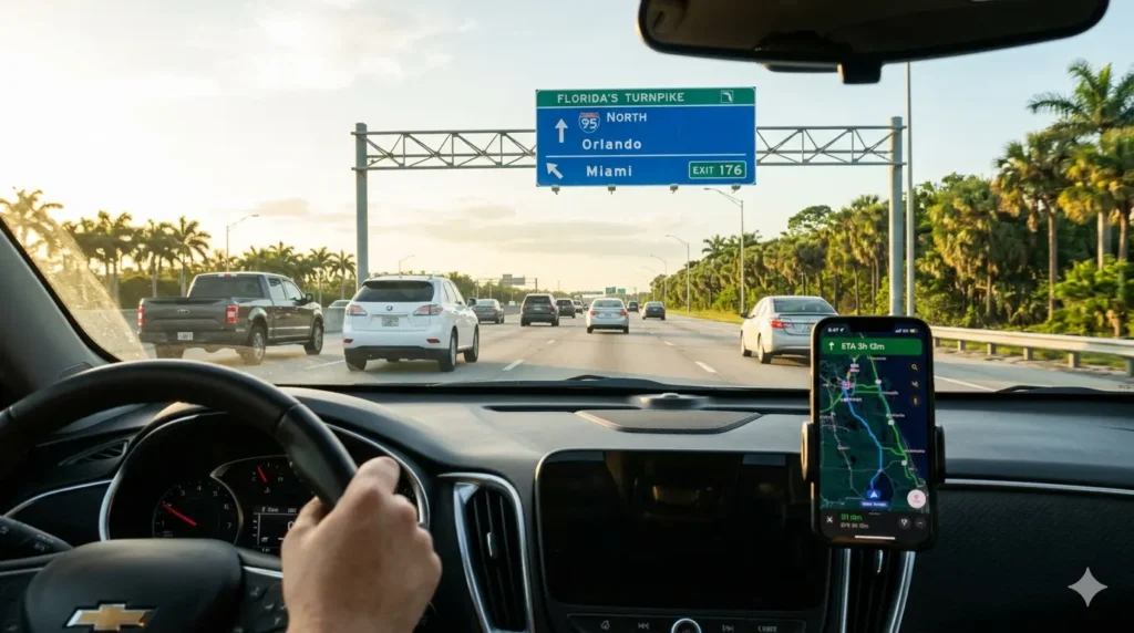 Miami to Orlando road trip navigation using eSIM