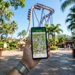 Busch Gardens Tampa eSIM: The Ultimate Coaster & Data Guide Using a Busch Gardens Tampa eSIM to check ride wait times on a smartphone