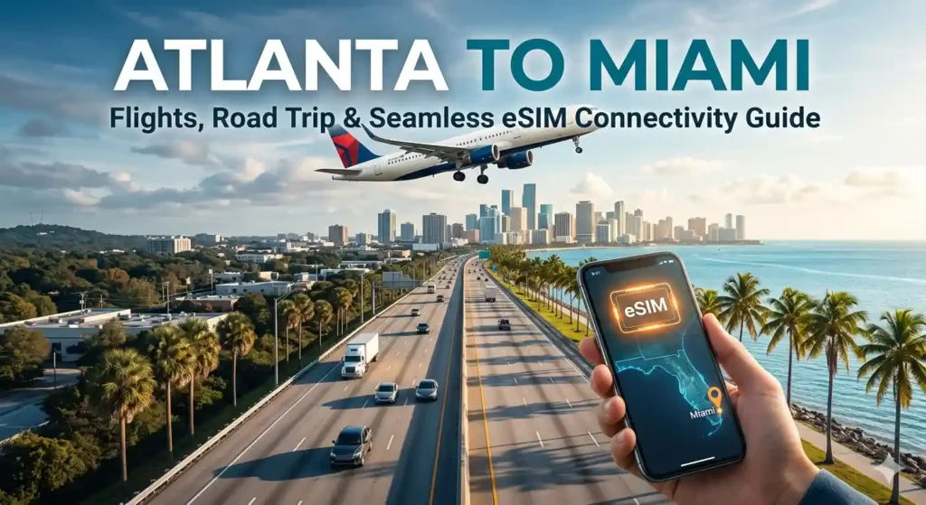 Map showing the driving route from Atlanta to Miami