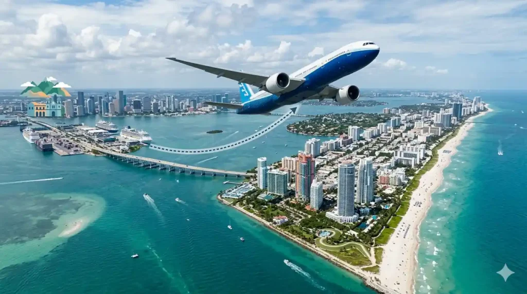 Commercial flight operating from Bogota to Miami