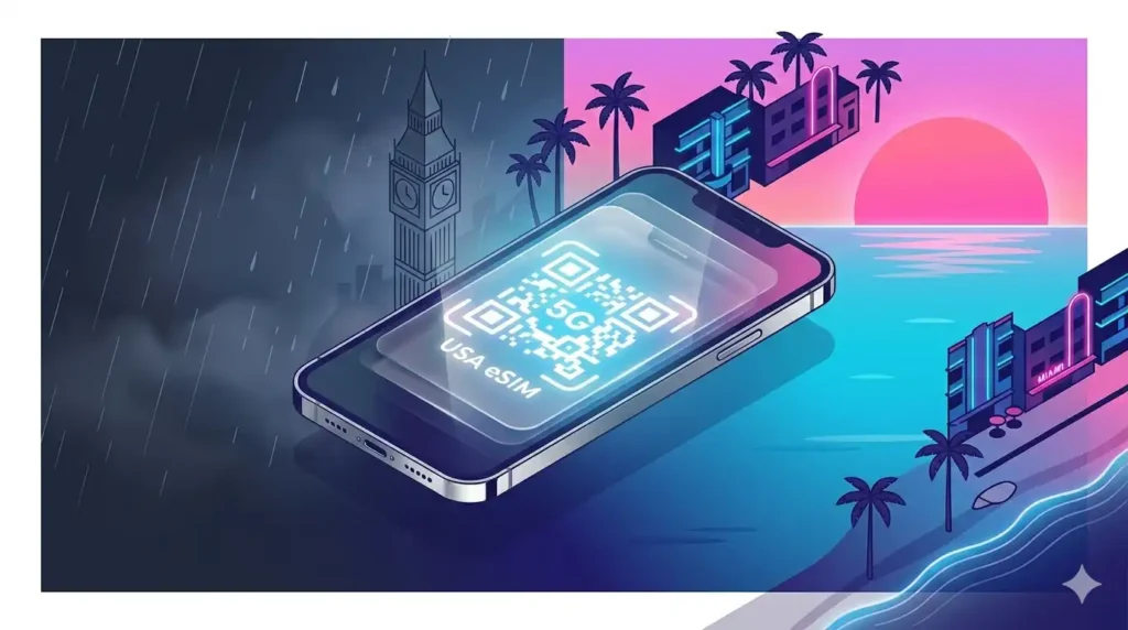 Secure a prepaid US eSIM before booking london to miami flights