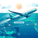 Commercial jet operating flights from Sao Paulo to Miami