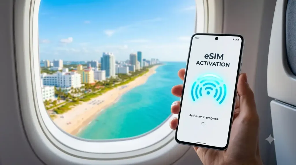 San Francisco to Miami flights travel eSIM setup