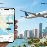 Flights from Charlotte to Miami travel eSIM smartphone tracking